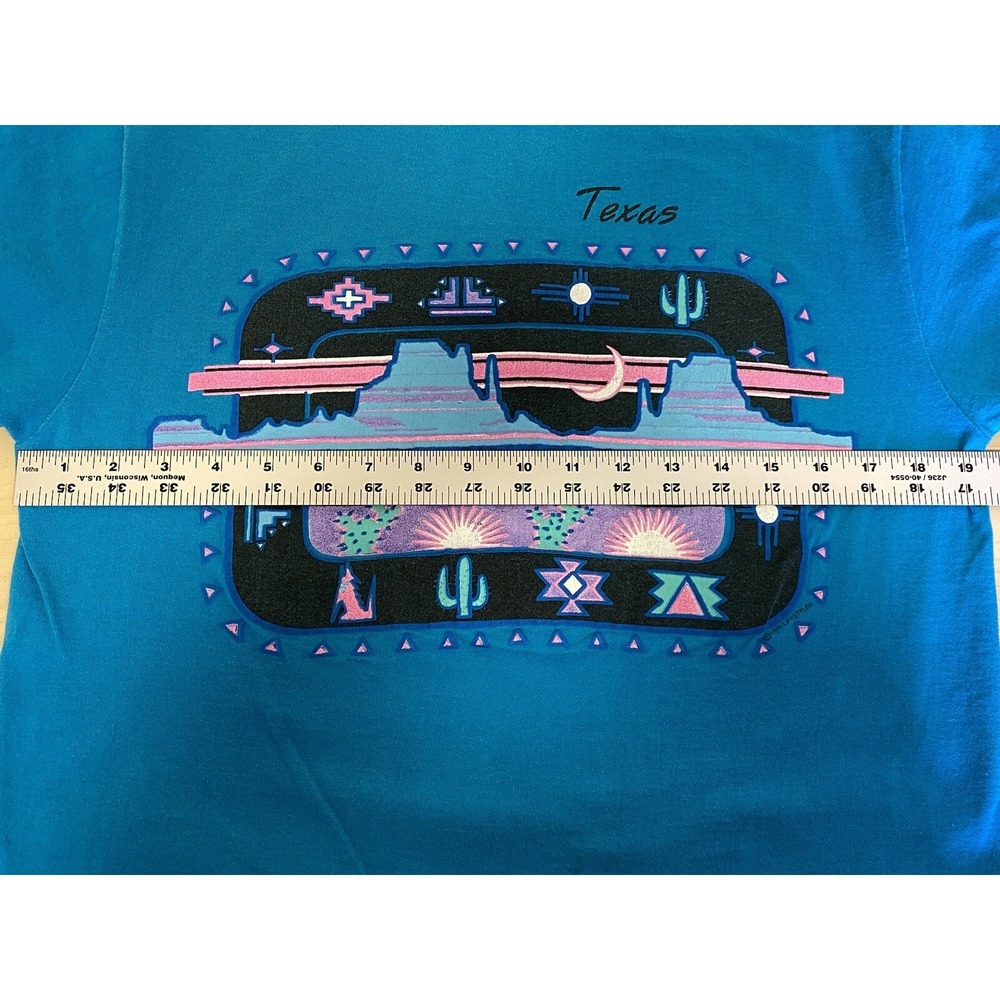 Vintage Turquoise Texas L Anvil T-shirt Single Stitch USA Southwestern - Picture 11 of 11